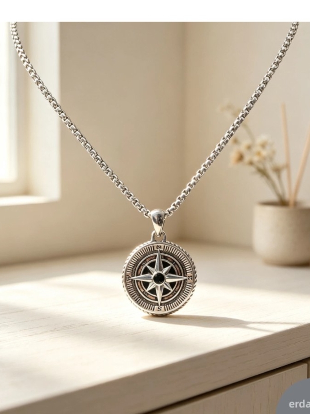 David Yurman Compass Round Silver Necklace